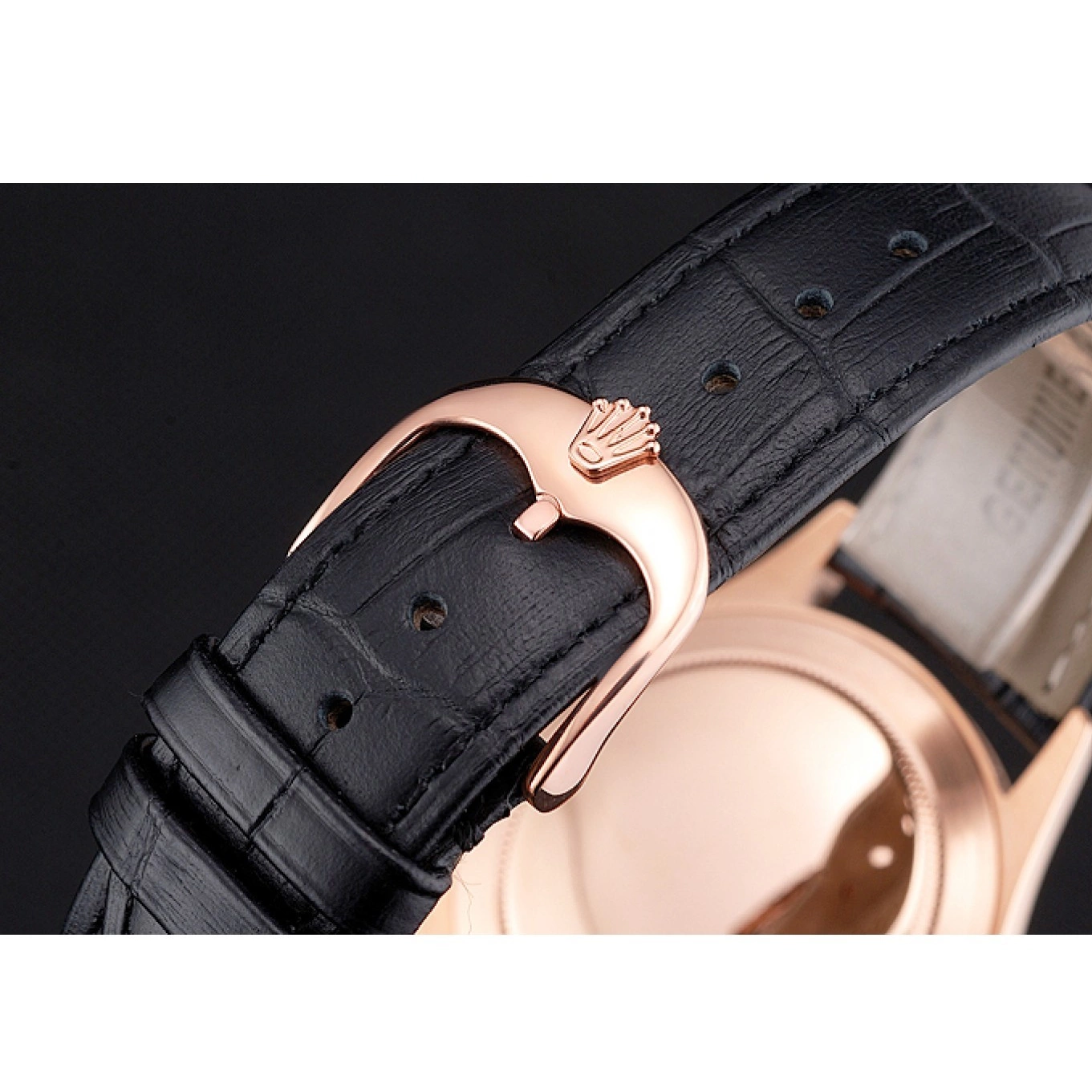 Aaa fake watches Strap Leather Datejust White Case Black Gold Rose Swiss Dial Rolex 0705